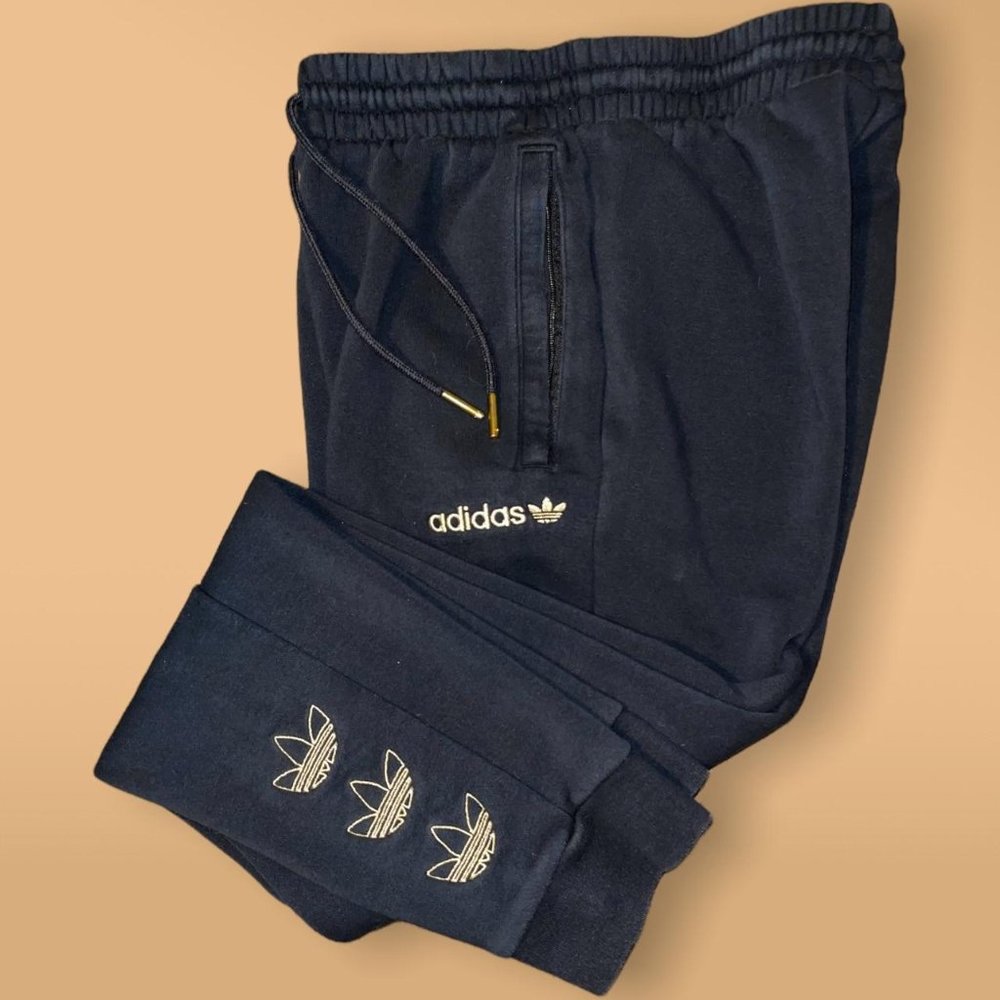 Mens Adidas Originals Fitted Joggers Black&Gold